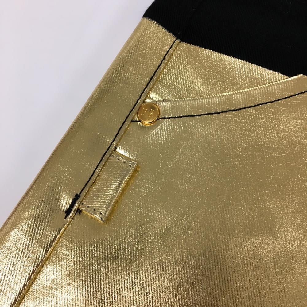 超美品】パーリーゲイツ スカート 黒×ゴールド 箔プリント ストレッチ