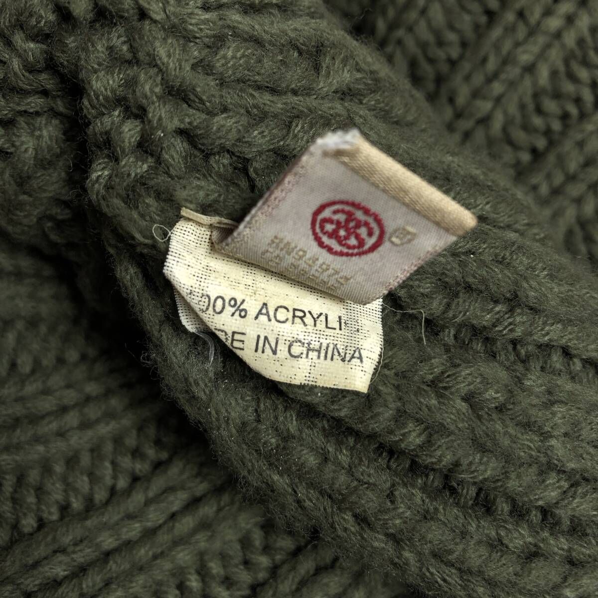 PQ092◇STUSSY : 00's ニットキャップ◇オリーブ系 オールド