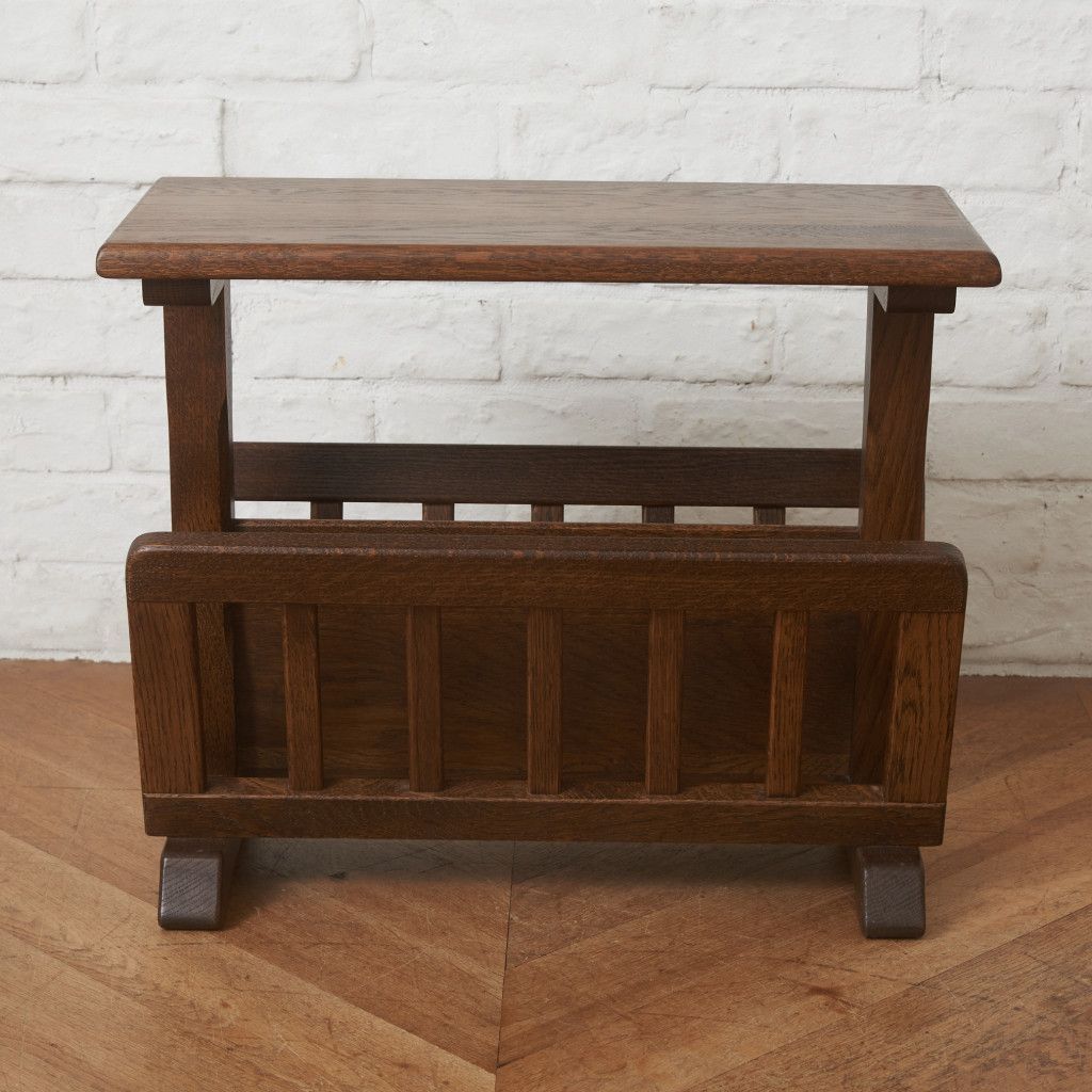 オランダ製 起立木工 オーク マガジンラック サイドテーブル 収納 天然