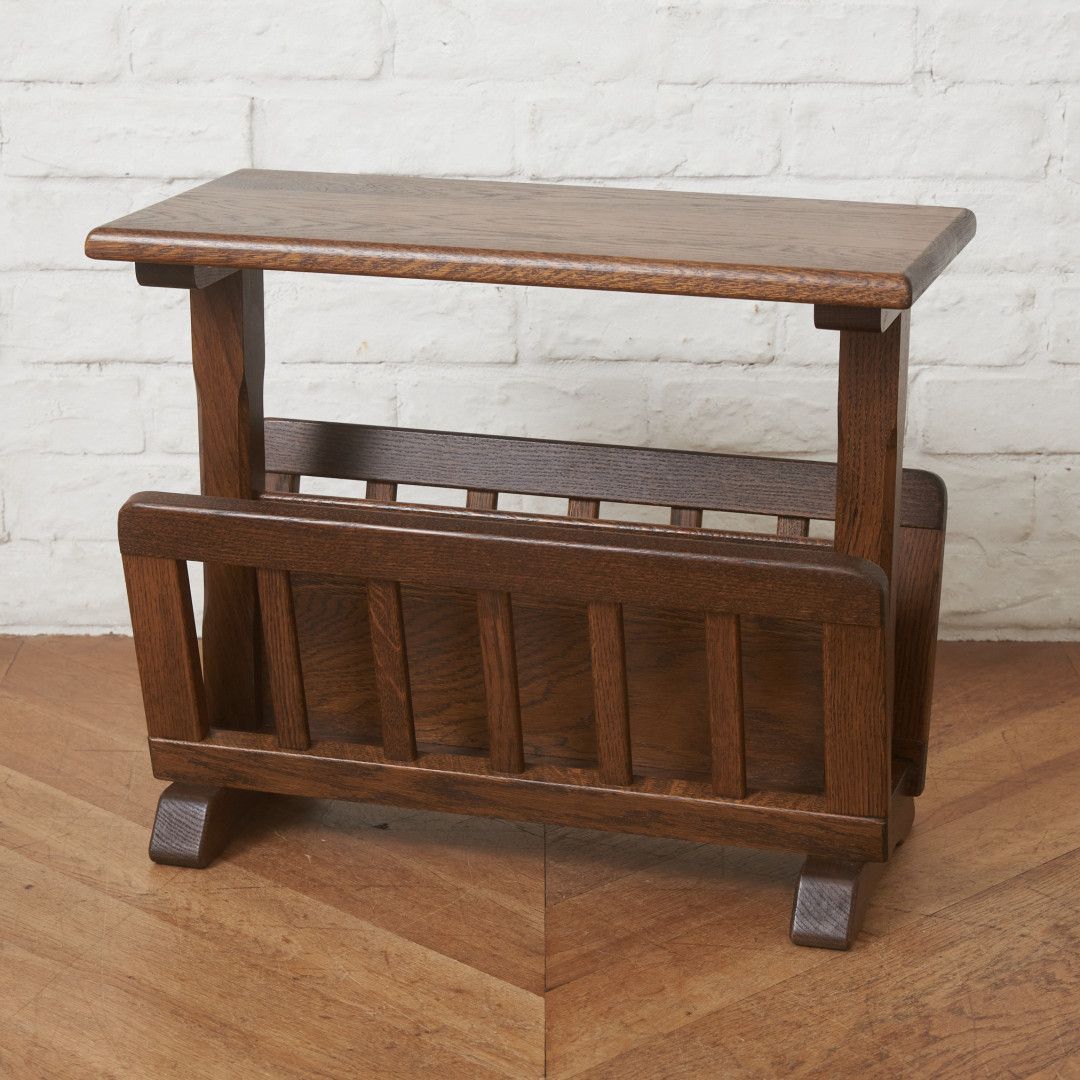 オランダ製 起立木工 オーク マガジンラック サイドテーブル 収納 天然