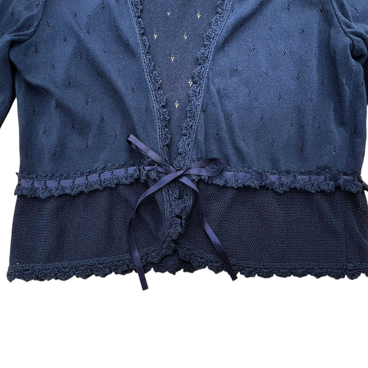 Leilian レリアン トップス カーディガン 長袖 ネイビー 13+ 大きな