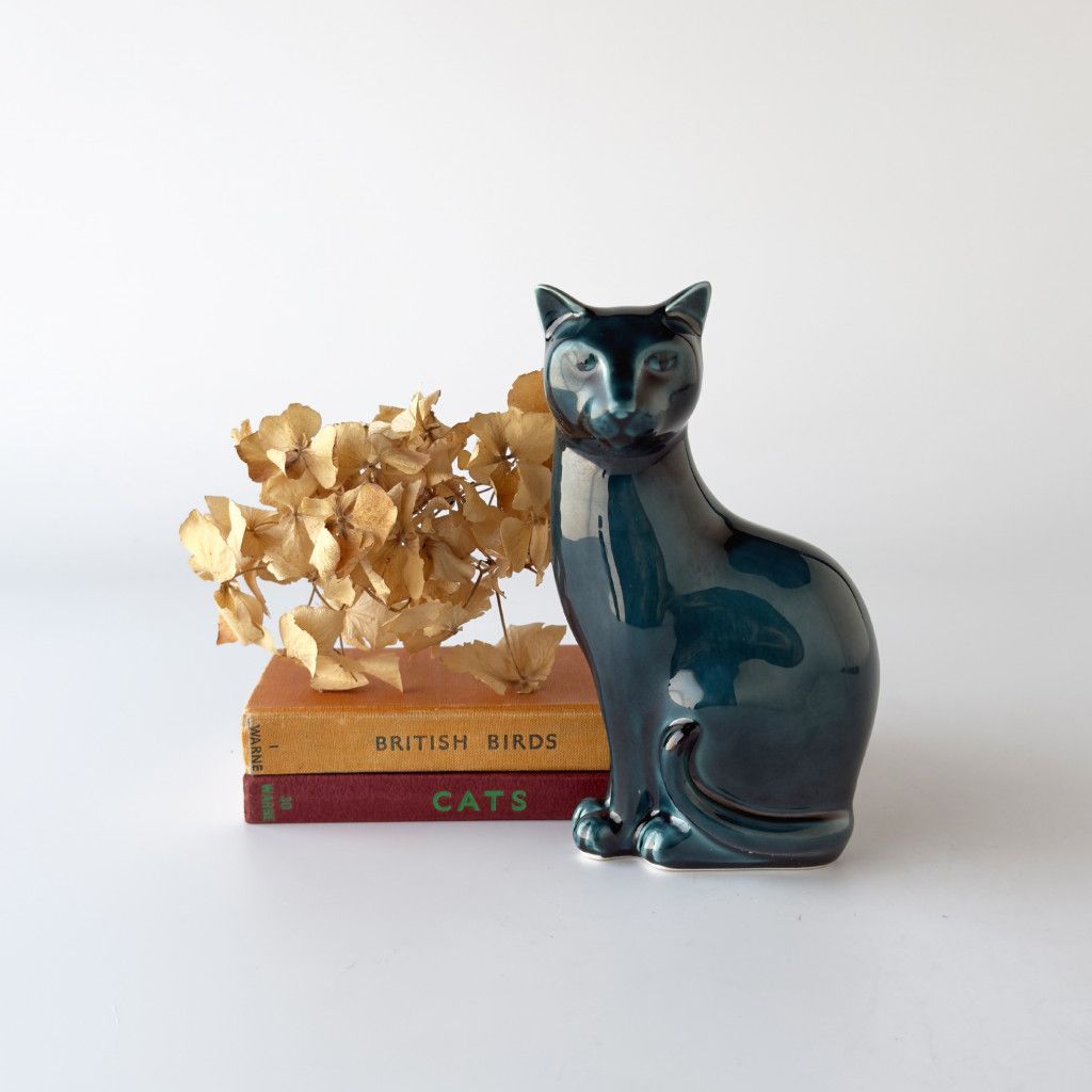 英国 Poole Pottery 猫 オブジェ 陶器 フィギュア 置物 セラミック