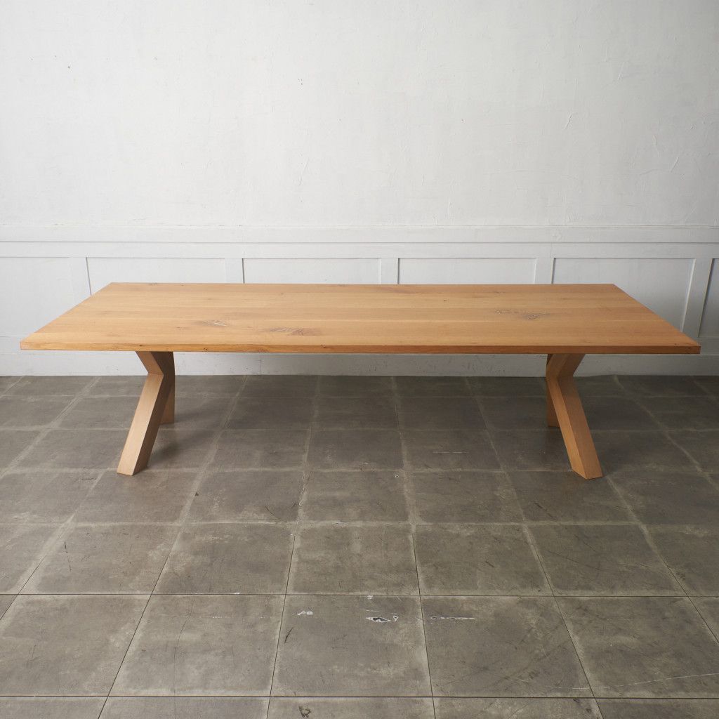 大型 飛騨産業 キツツキ ダイニングテーブル Xフレーム 無垢材 オーク