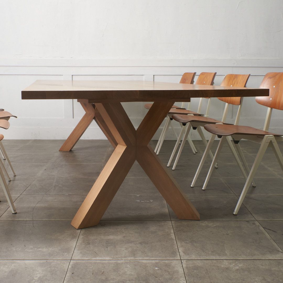 大型 飛騨産業 キツツキ ダイニングテーブル Xフレーム 無垢材 オーク