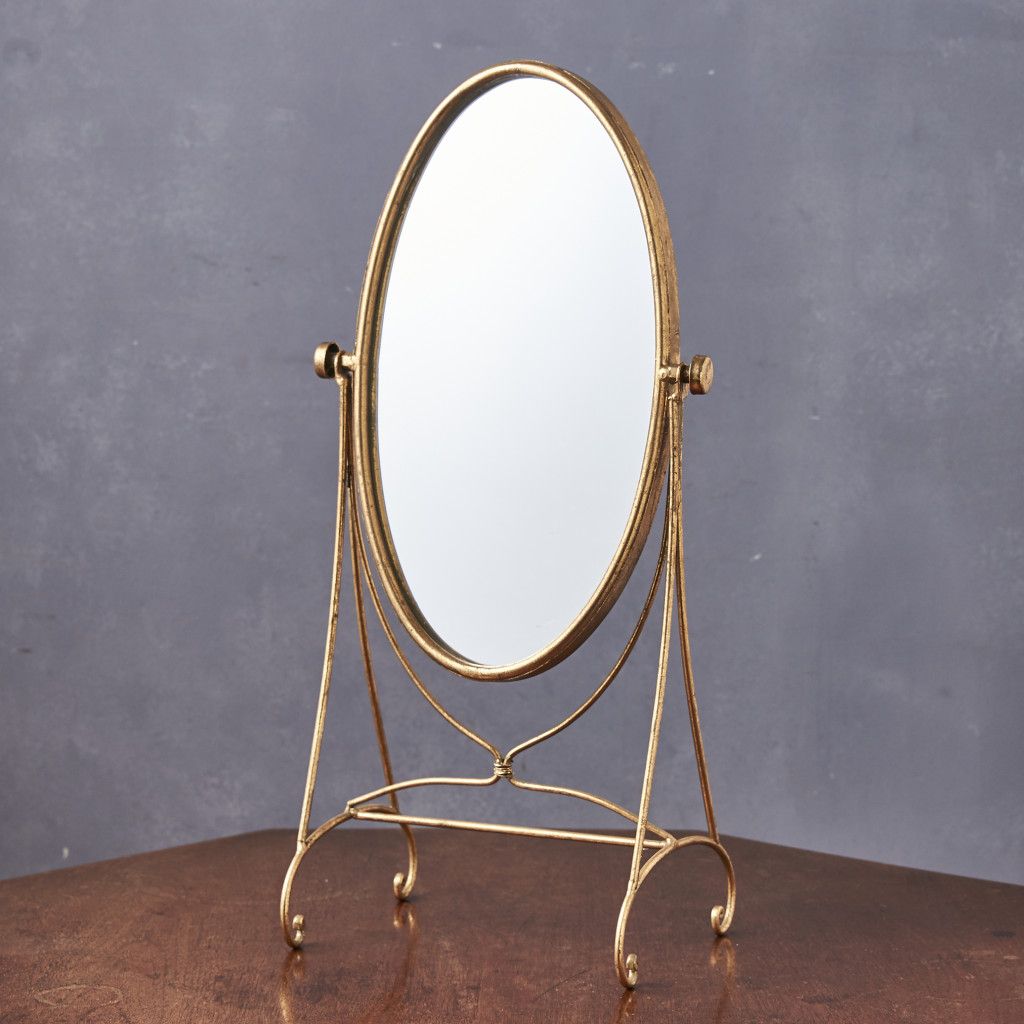 ゴールド オーバル スタンドミラー アンティーク風 モダン クラシック