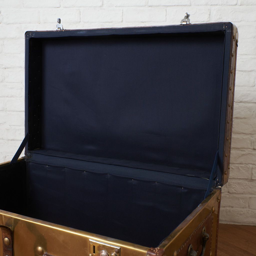 英国 ヴィンテージ トランク ケース センターテーブル 本革 真鍮