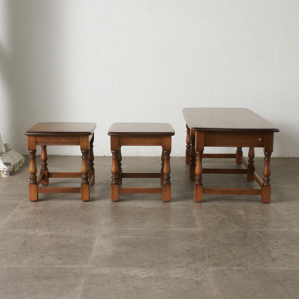 アーコール　ネストテーブル　Mサイズ単品　無垢材　イギリス　ヴィンテージ ERCOL ネスト コーヒーテーブル エルム センターテーブル ネスト
