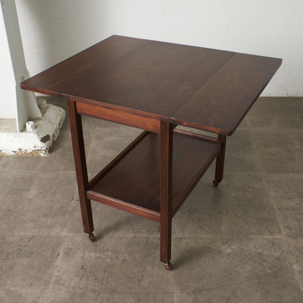 英国 アンティーク ティートローリー ドロップリーフ 木製 オーク 拡張