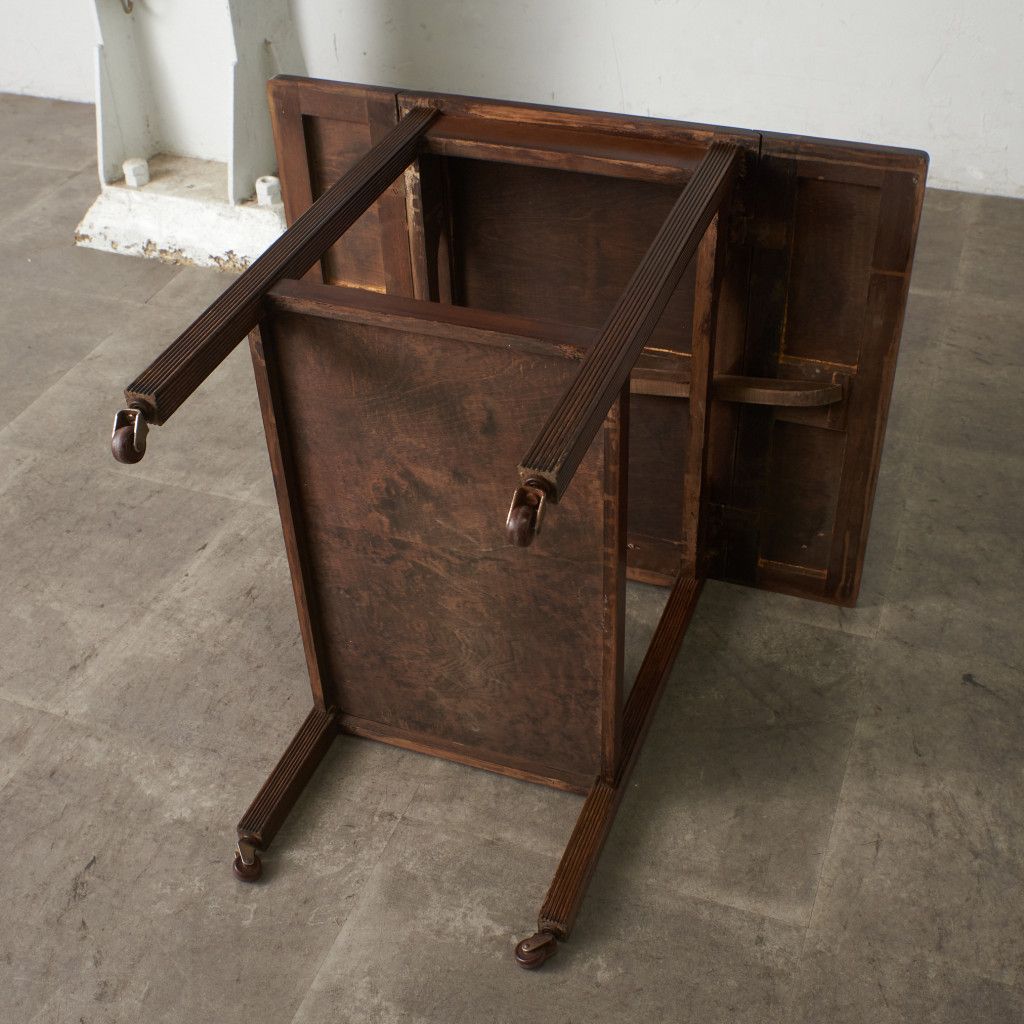 英国 アンティーク ティートローリー ドロップリーフ 木製 オーク 拡張