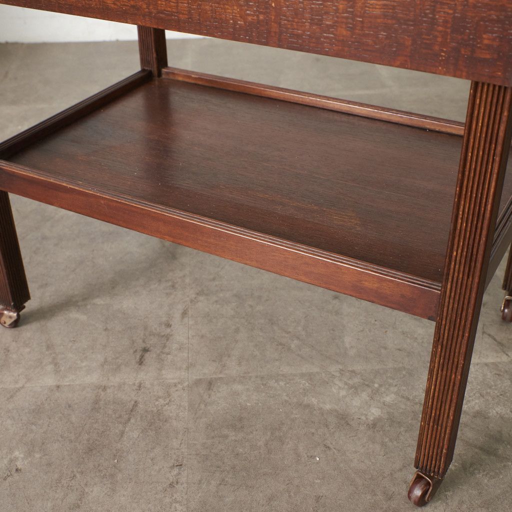 英国 アンティーク ティートローリー ドロップリーフ 木製 オーク 拡張