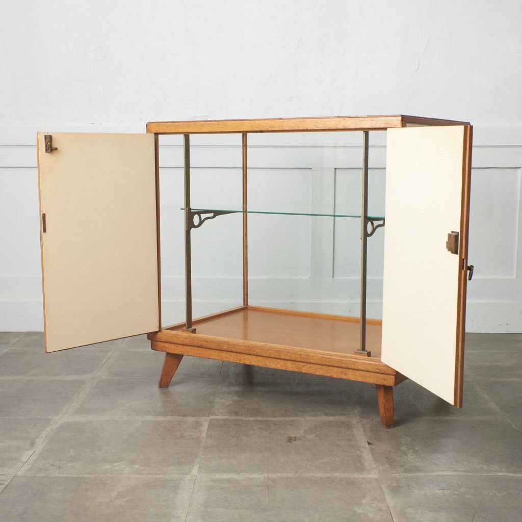 英国 アンティーク ショーケース オーク 飾り棚 カウンターテーブル