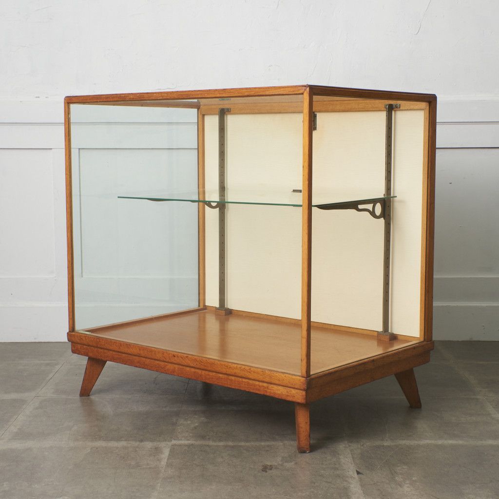 英国 アンティーク ショーケース オーク 飾り棚 カウンターテーブル