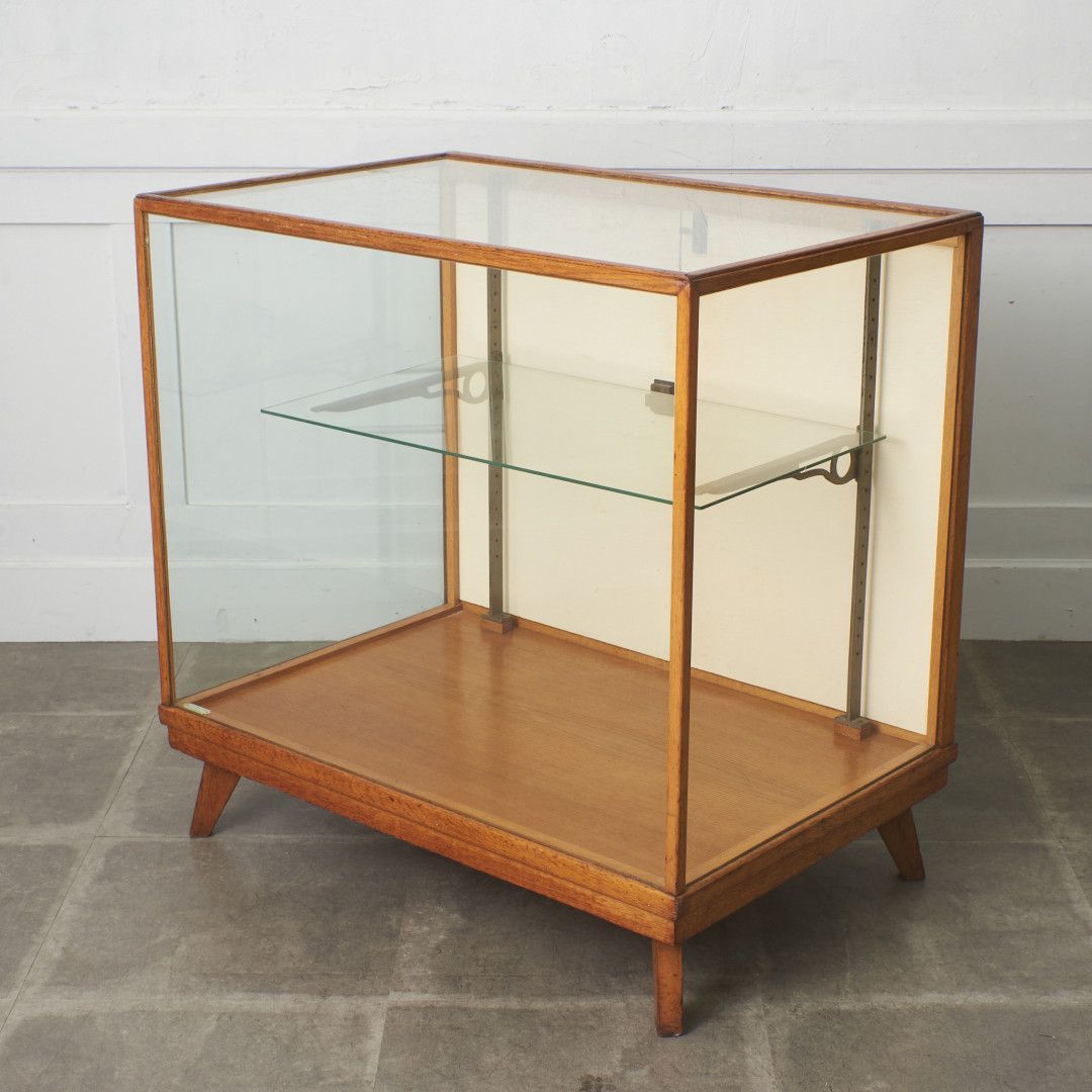 英国 アンティーク ショーケース オーク 飾り棚 カウンターテーブル