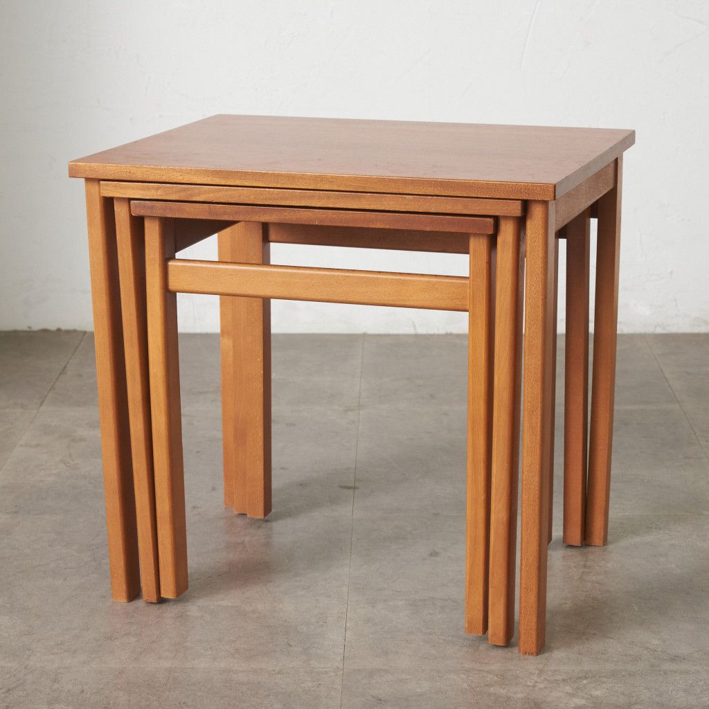 美品】70B イギリス ヴィンテージ チーク ネストテーブル 家具 本日は