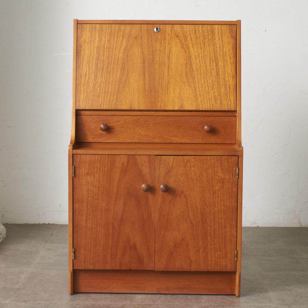 鍵付 remploy 英国 ヴィンテージ ライティング ビューロー チーク