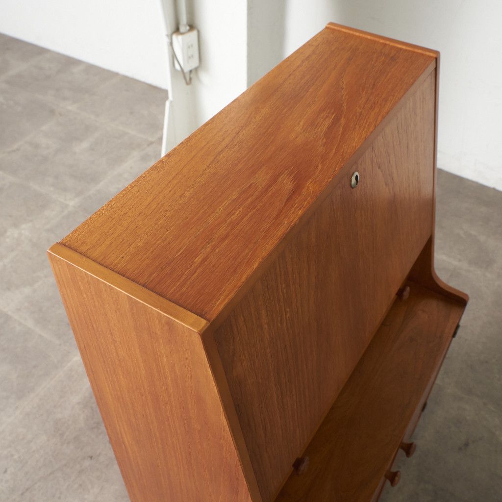 鍵付 remploy 英国 ヴィンテージ ライティング ビューロー チーク