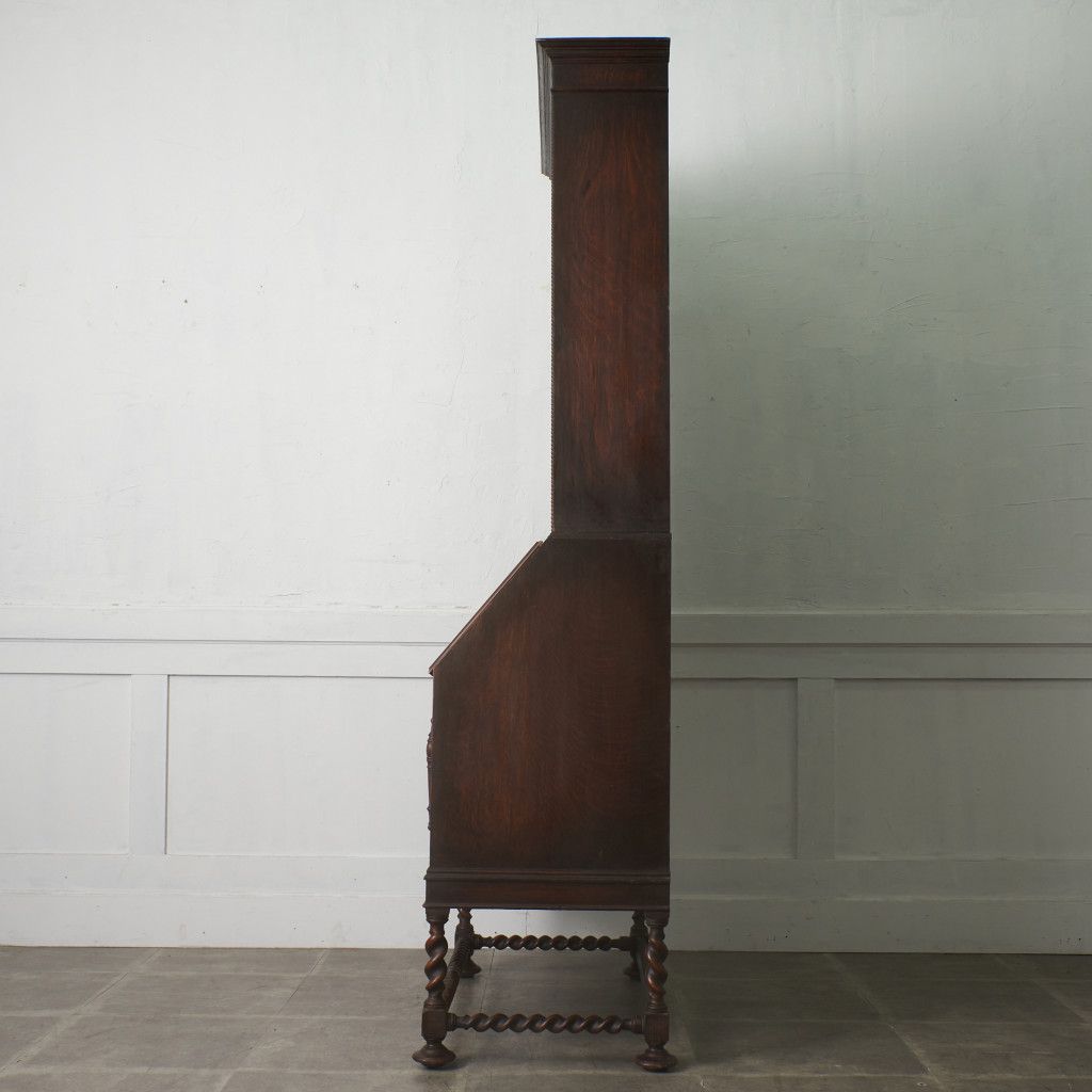 英国 アンティーク ブックビューロー 机 オーク デスク 木製