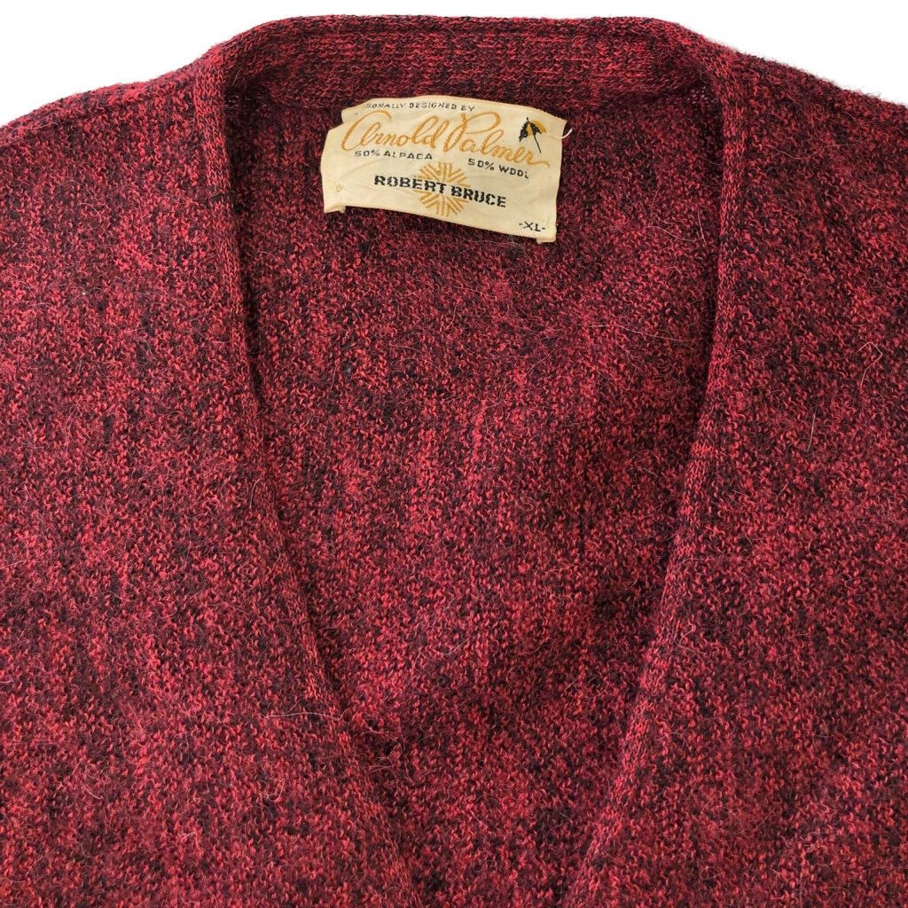 70s ARNOLDPALMER ROBERTBRUCE アルパカ混カーディガン 古着 70s USA製 Arnold Palmer Robert Bruce ブラック ソリッド