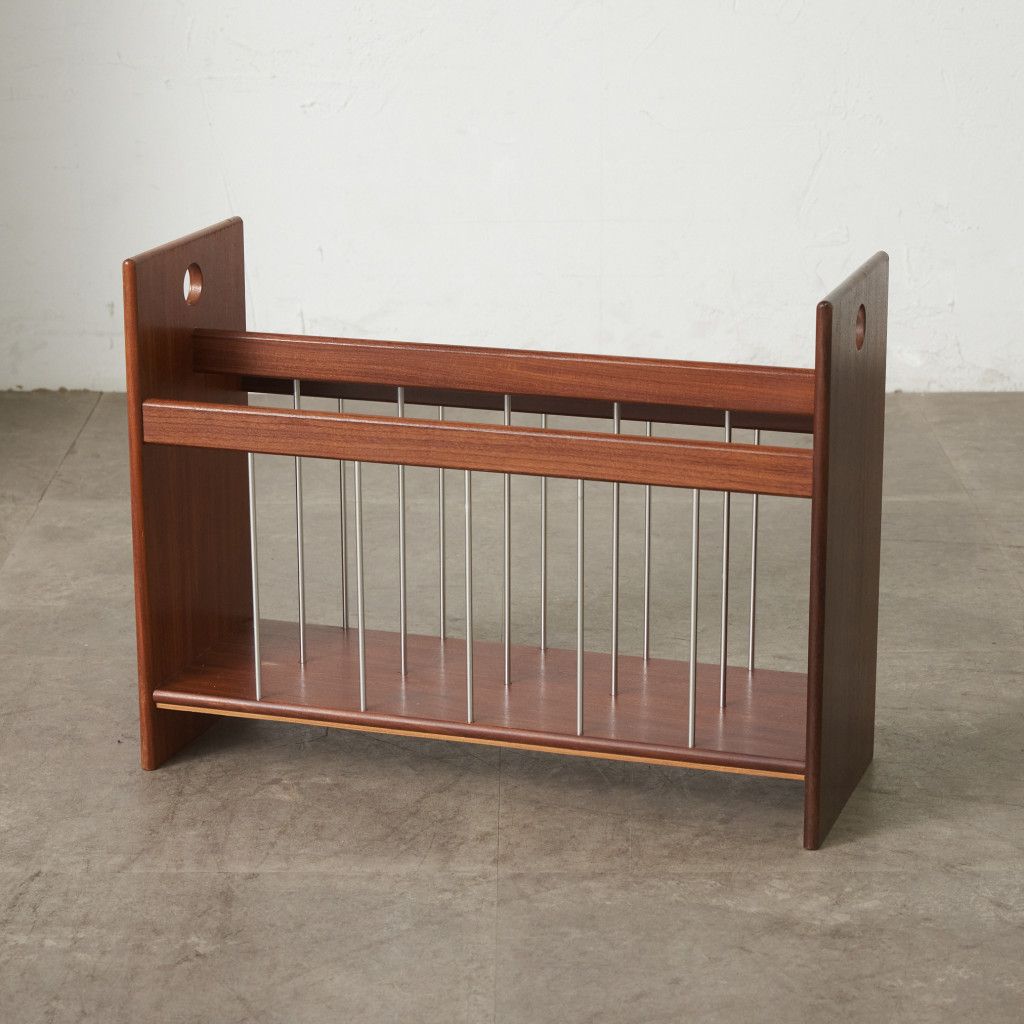 英国 ヴィンテージ マガジンラック 雑誌入れ 木製 マガジンスタンド