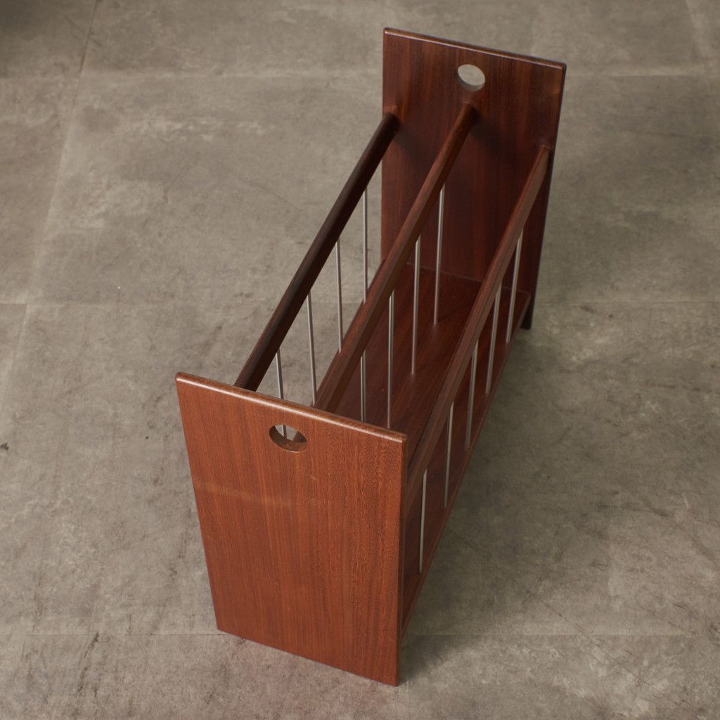 英国 ヴィンテージ マガジンラック 雑誌入れ 木製 マガジンスタンド