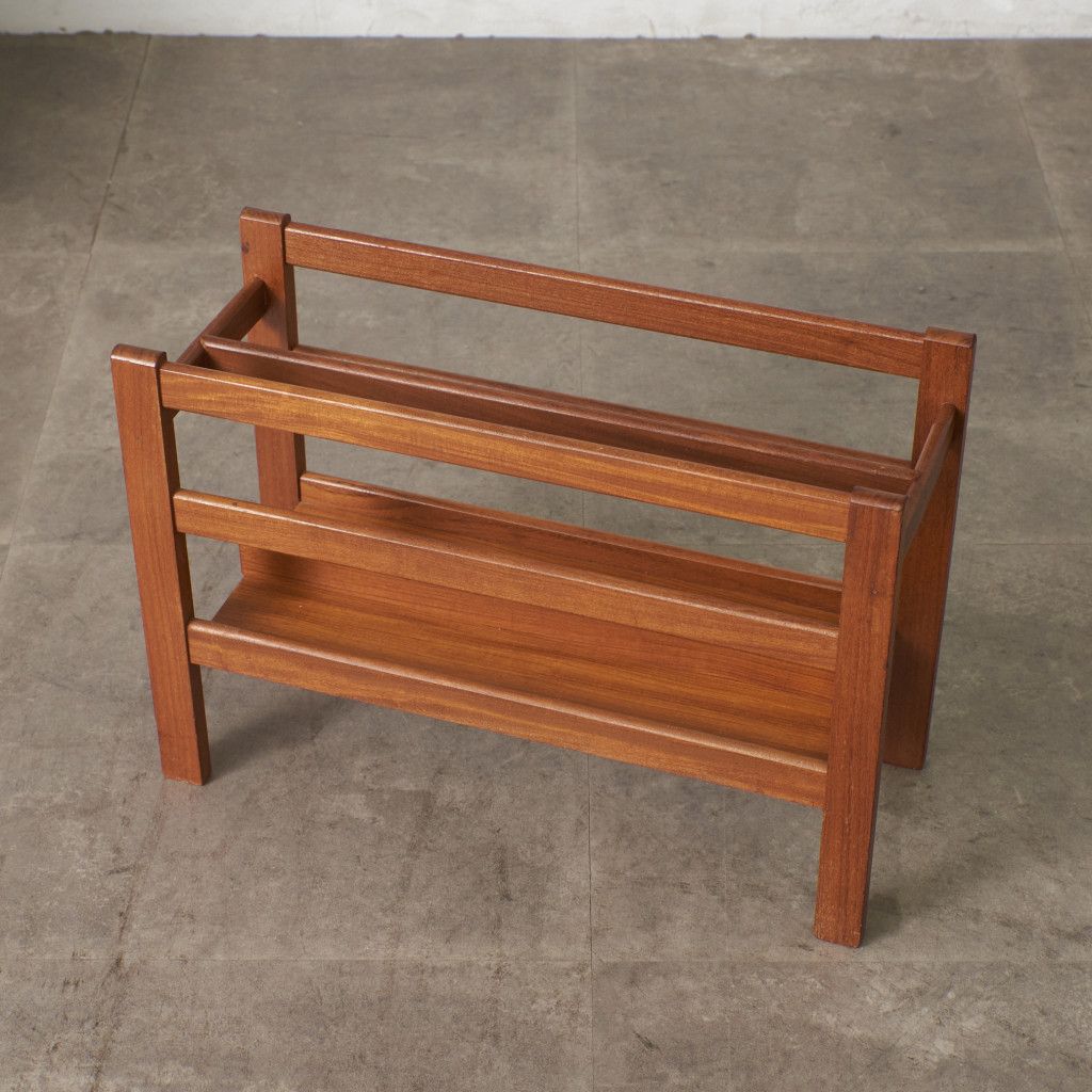 英国 ヴィンテージ マガジンラック チーク 雑誌入れ マガジンスタンド