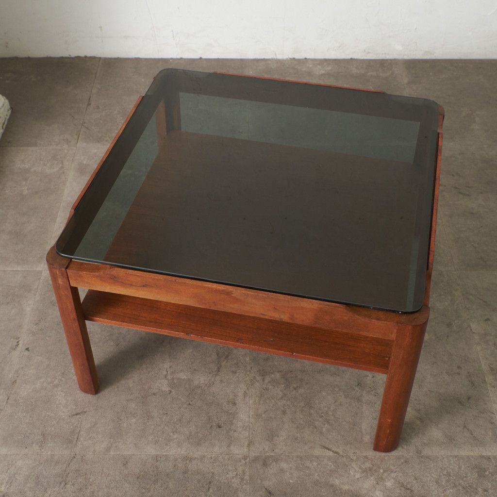 英国 Myer ヴィンテージ ガラストップ コーヒーテーブル チーク