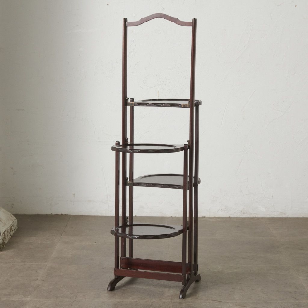 英国 クラシック ケーキスタンド マホガニー 折畳み式 サイドテーブル