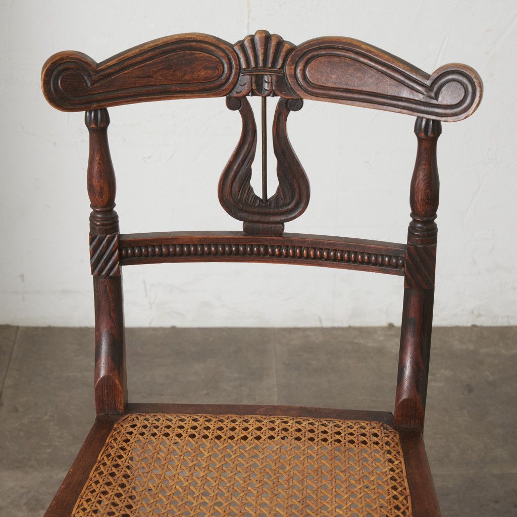 英国 アンティーク ダイニングチェア 籐張り リージェンシー 様式 木製