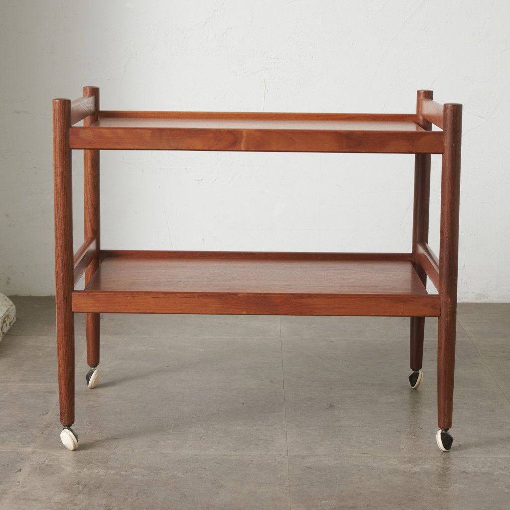 英国 ヴィンテージ トロリー ワゴン 木製 チーク 北欧 スタイル