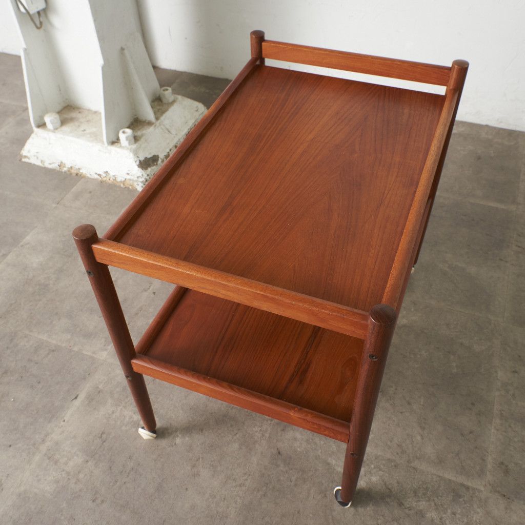 英国 ヴィンテージ トロリー ワゴン 木製 チーク 北欧 スタイル