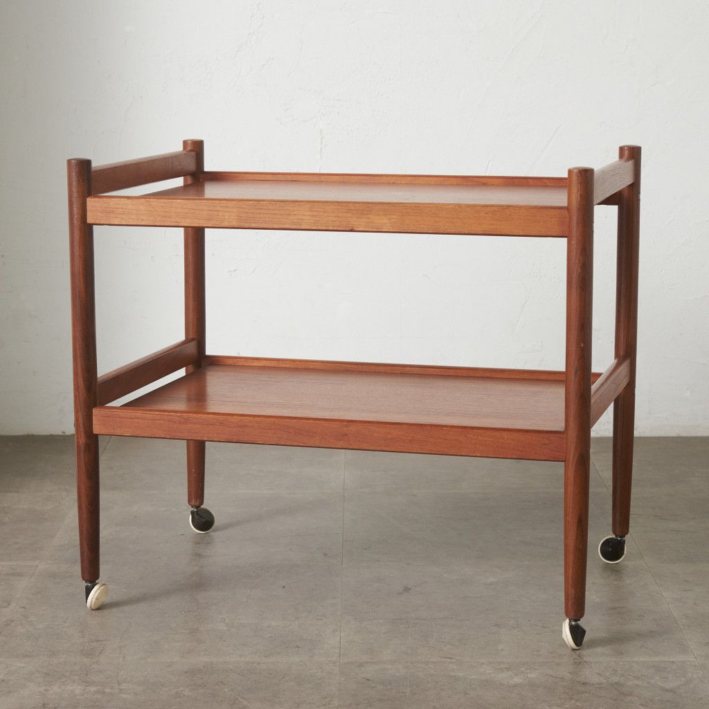 英国 ヴィンテージ トロリー ワゴン 木製 チーク 北欧 スタイル