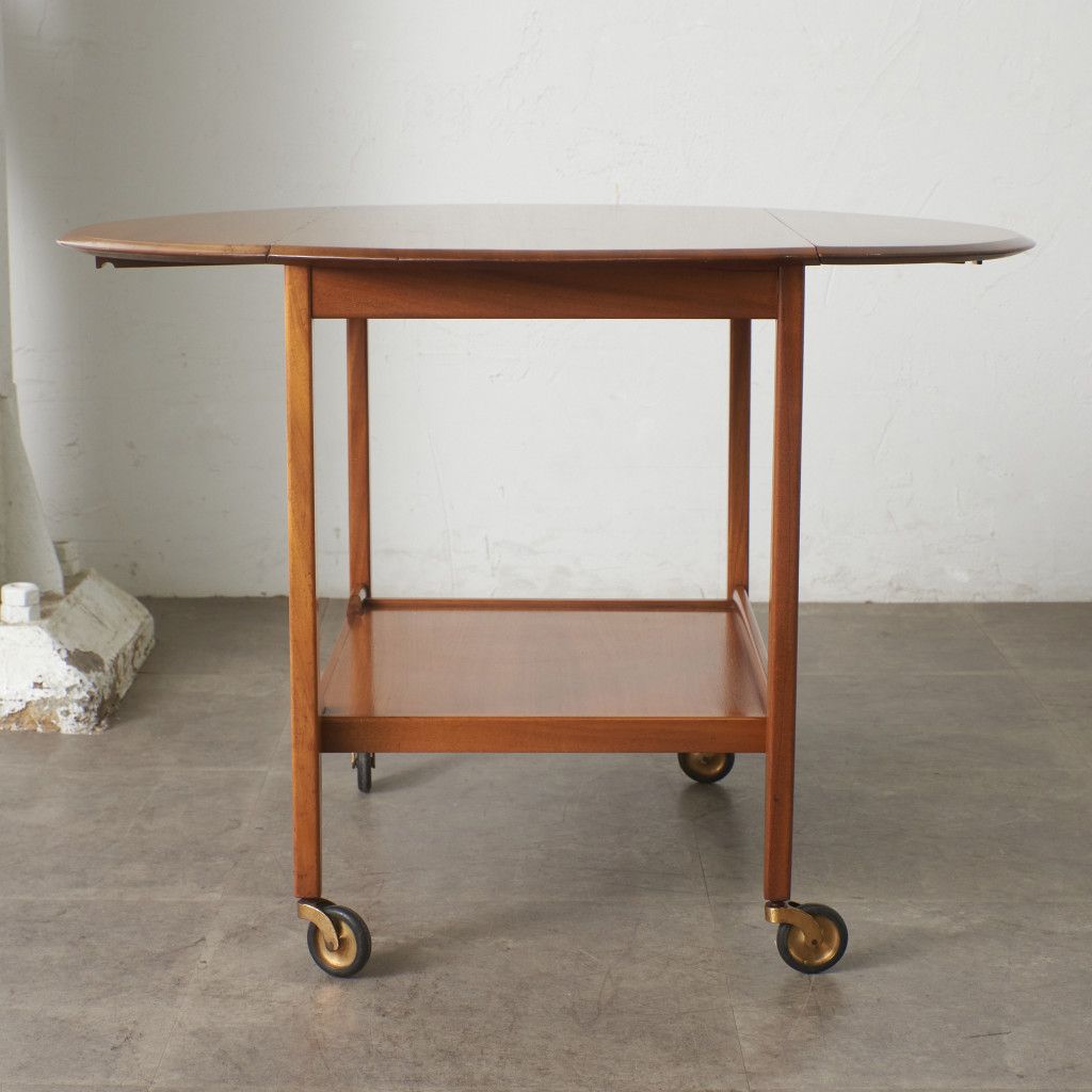 英国 ヴィンテージ トロリー ワゴン ドロップリーフ 拡張天板 オーバル