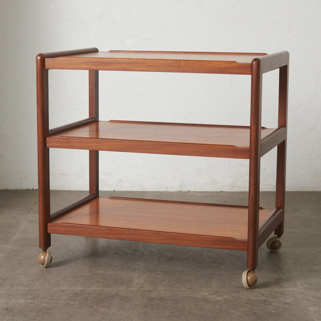 英国 ヴィンテージ トロリー ワゴン 木製 チーク 北欧 スタイル