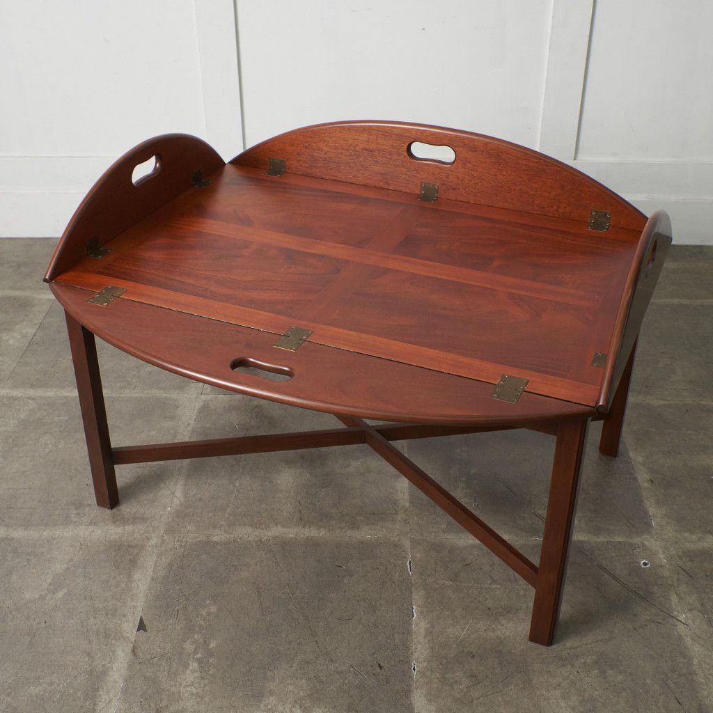 英国 アンティーク バトラーズ トレイ センターテーブル マホガニー