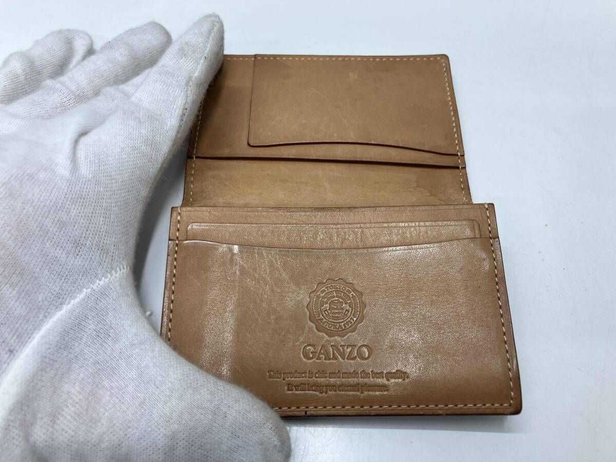 保存袋付き】 GANZO ガンゾ レザー ダークブラウン カードケース 無地