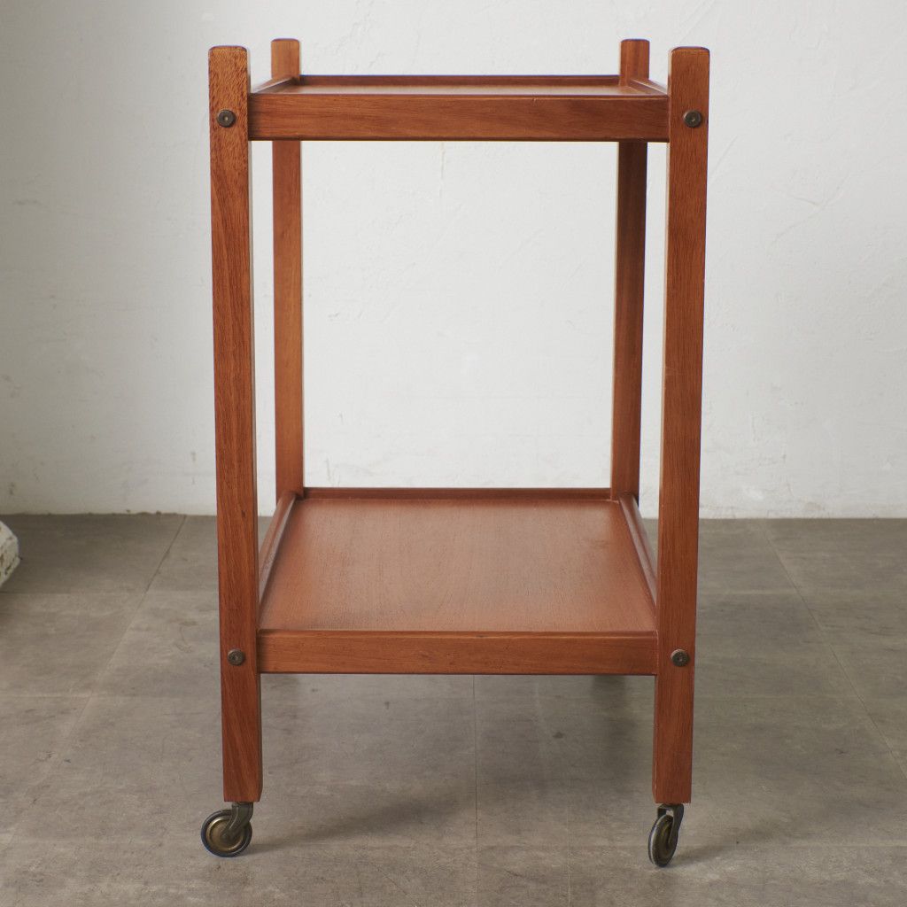 ヴィンテージ　天然木 サービスワゴン キッチンワゴン トロリーワゴン 英国 ヴィンテージ トロリー ワゴン 木製 チーク 北欧 スタイル