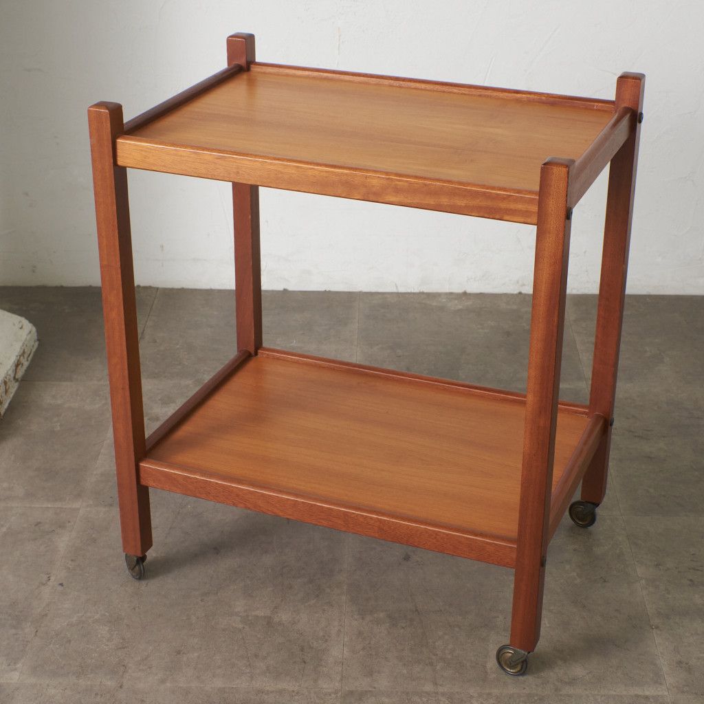 英国 ヴィンテージ トロリー ワゴン 木製 チーク 北欧 スタイル