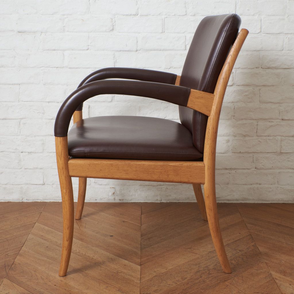 匠工芸 JAZZ オーク 無垢材 アームチェア 本革 ダイニングチェア 木製