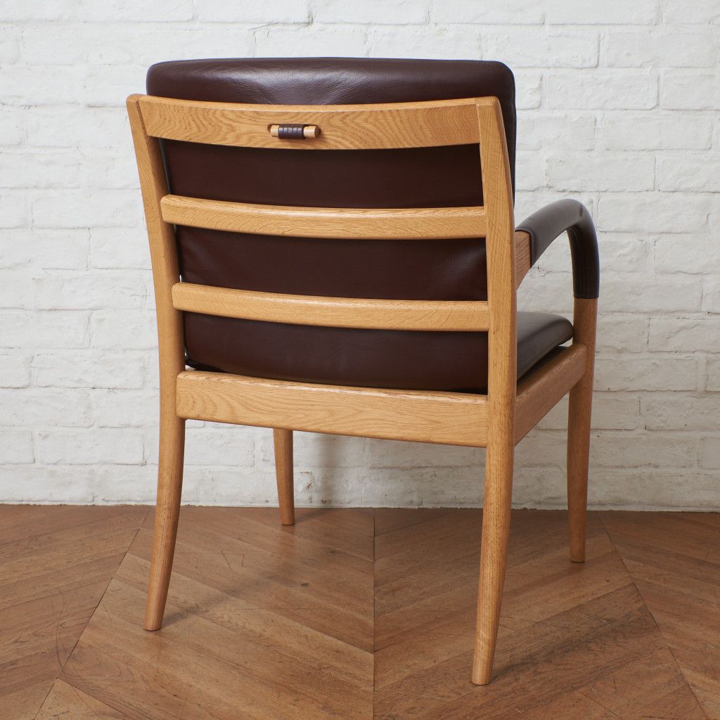 匠工芸 JAZZ オーク 無垢材 アームチェア 本革 ダイニングチェア 木製