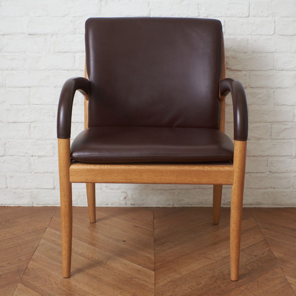 匠工芸 JAZZ オーク 無垢材 アームチェア 本革 ダイニングチェア 木製