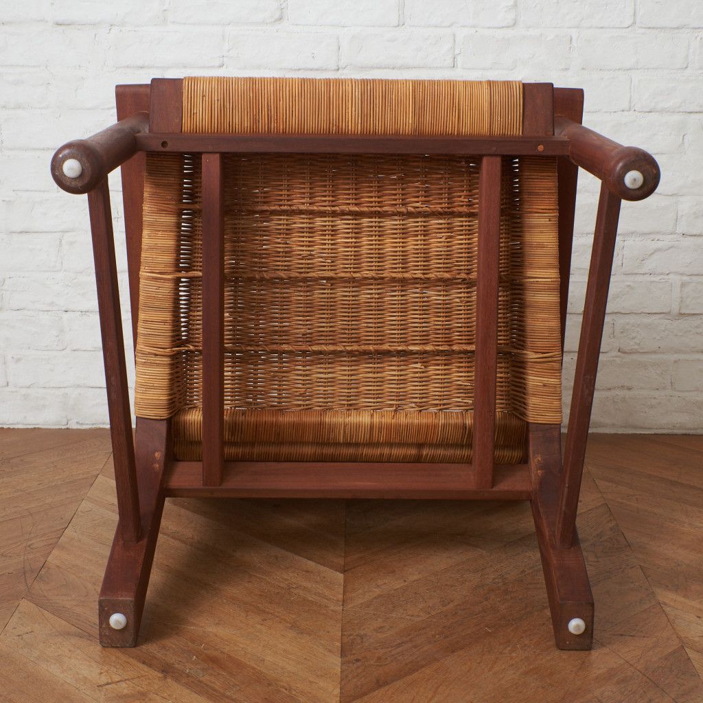 ナチュラル モダン イージーチェア ラタン 籐 チーク アームチェア