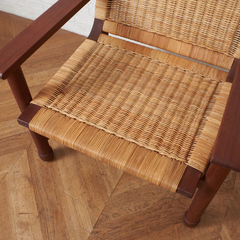 ナチュラル モダン イージーチェア ラタン 籐 チーク アームチェア