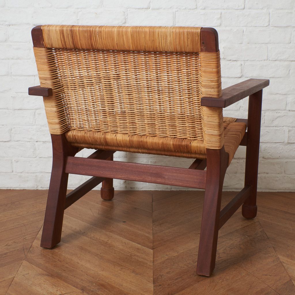 ナチュラル モダン イージーチェア ラタン 籐 チーク アームチェア