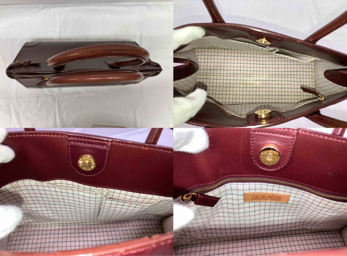 Somes 【定価:¥220,000 】ワインレッド ショルダーバッグ 紐付き SOMES SADDLE ソメスサドル ハンドバッグ レザー ワインレッド系 保存