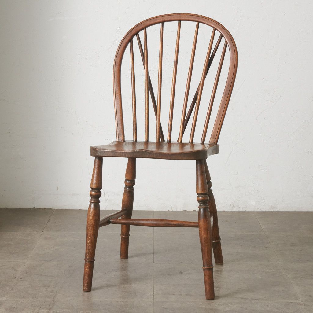 英国 アンティーク ウィンザーチェア 無垢材 フープバック ダイニング
