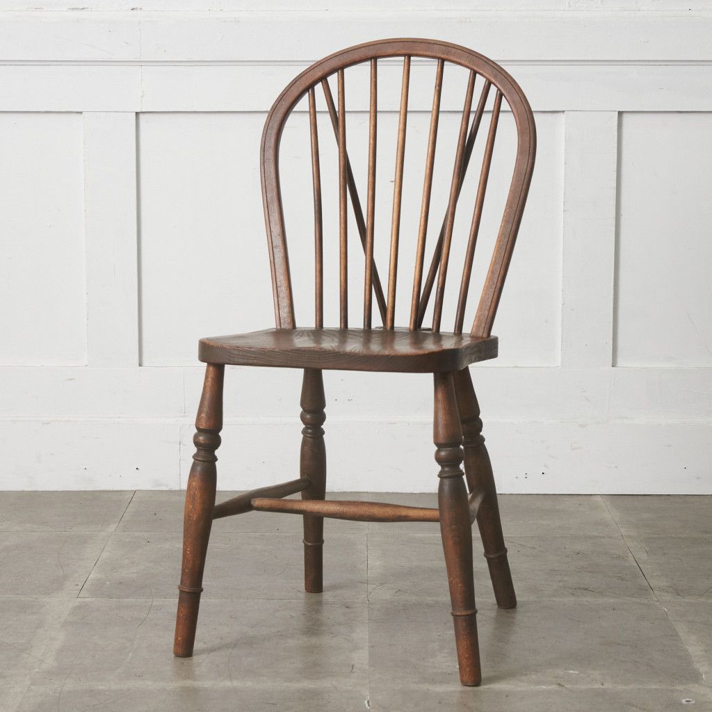 英国 アンティーク ウィンザーチェア 無垢材 フープバック ダイニング