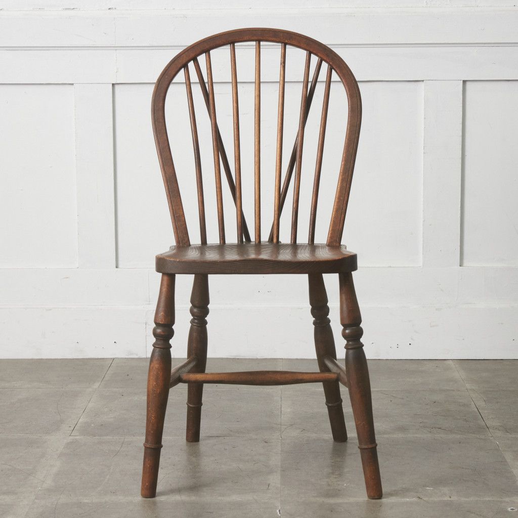 英国 アンティーク ウィンザーチェア 無垢材 フープバック ダイニング