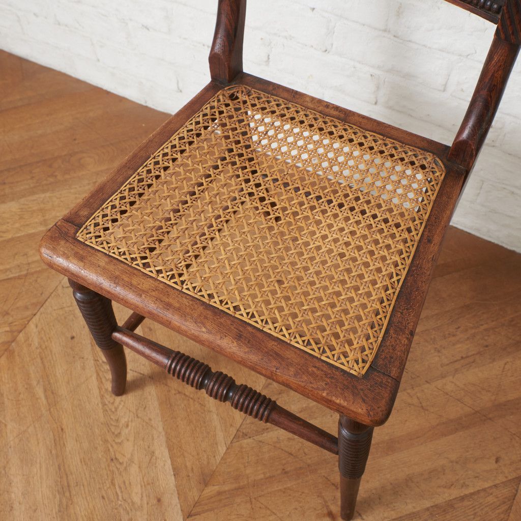 英国 アンティーク ダイニングチェア 籐張り リージェンシー 様式 木製