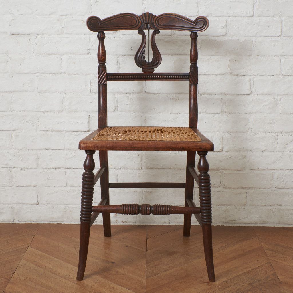 英国 アンティーク ダイニングチェア 籐張り リージェンシー 様式 木製