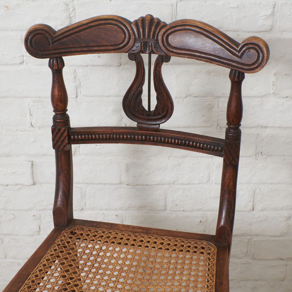 英国 アンティーク ダイニングチェア 籐張り リージェンシー 様式 木製